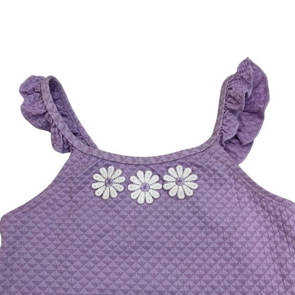Cotton On Girls Heather One Piece Flower Ruffle Lilac Purple Swimsuit - Size 8 - Picture 2 of 6